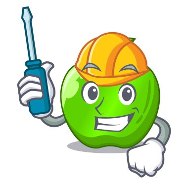 Çizgi film vektör illüstrasyon izole Otomotiv yeşil smith elma