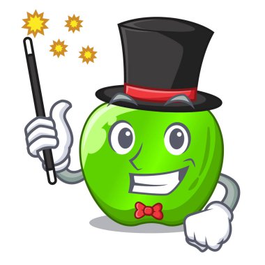 Çizgi film vektör illüstrasyon izole sihirbaz yeşil smith elma