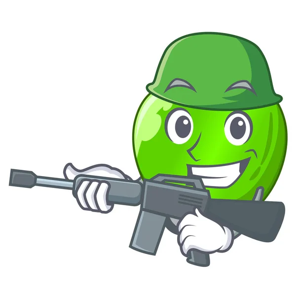 Ejército Dibujos Animados Gran Brillante Manzana Verde Vector Ilustración — Vector de stock