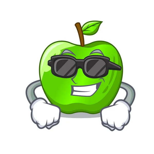 Суперкрутой Персонаж Спелое Зеленое Яблоко Листовым Вектором — стоковый вектор