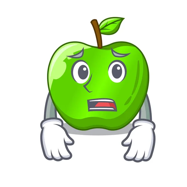 Afraid Perfect Fresh Green Apple Cartoon Vector Illustration — Stock Vector