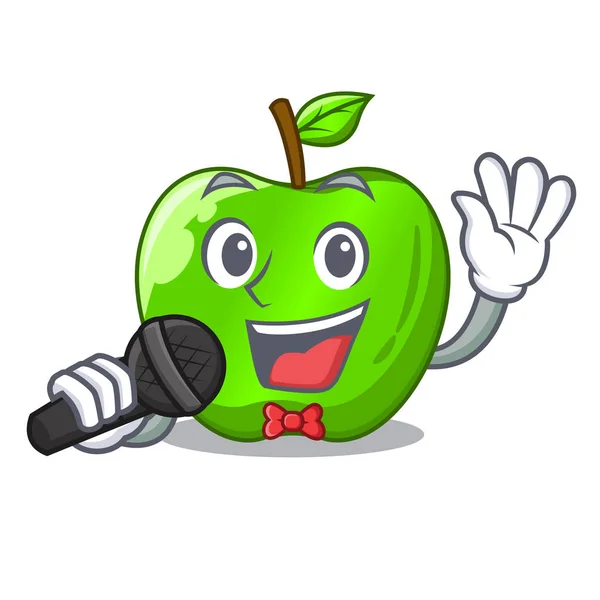 Cantando Manzana Verde Fresca Perfecta Ilustración Vectorial Dibujos Animados — Vector de stock