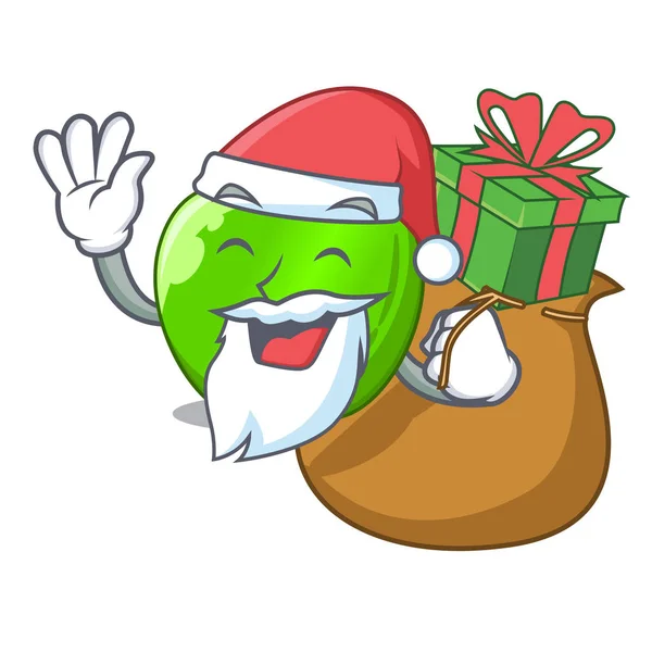 Santa Con Manzana Herrero Verde Regalo Aislado Ilustración Vectorial Dibujos — Archivo Imágenes Vectoriales