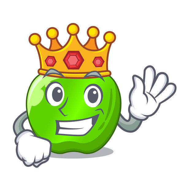 King green smith apple isolated on cartoon vector illustration