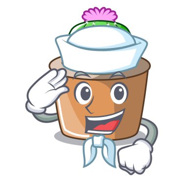 Denizci karakter karikatür star kaktüs vektör çizim çiçek