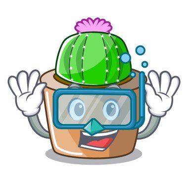 Dalış çizgi film yıldızı kaktüs bitkileri, kaktüs çiftlik vektör çizim