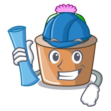 Çizgi film yıldızı kaktüs bitkileri kaktüs çiftlik vektör çizim, mimar