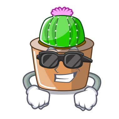 Süper cool çizgi film yıldızı kaktüs bitkileri, kaktüs çiftlik vektör çizim