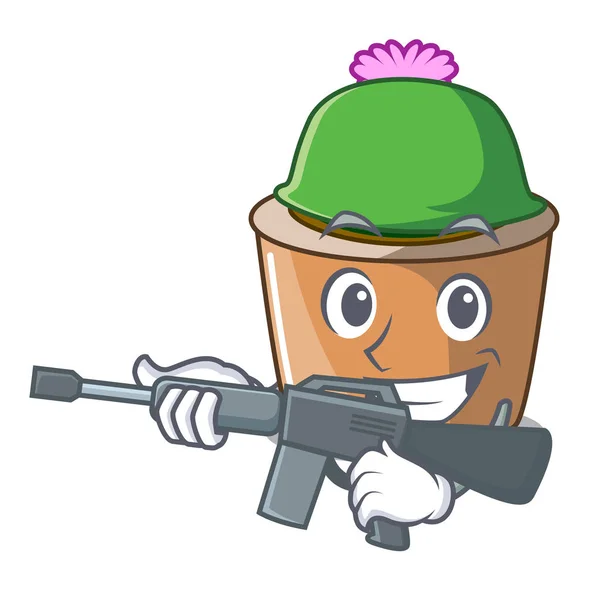 Cartone Animato Personaggio Dell Esercito Fiore Stella Cactus Vettoriale Illustrazione — Vettoriale Stock