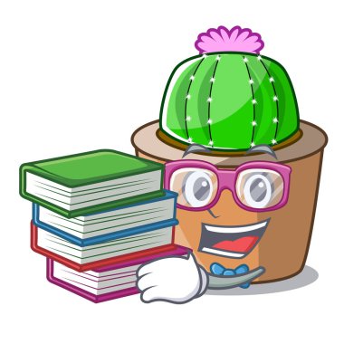 Öğrenci kitap maskot star kaktüs ile süslemeleri Bahçe vektör çizim