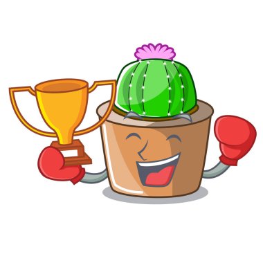 Boks şampiyonu maskot star kaktüs süslemeleri Bahçe vektör çizim