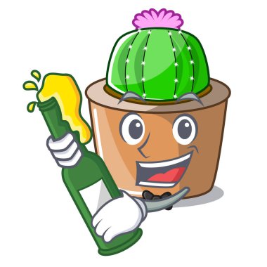 Birayla maskot star kaktüs süslemeleri Bahçe vektör çizim