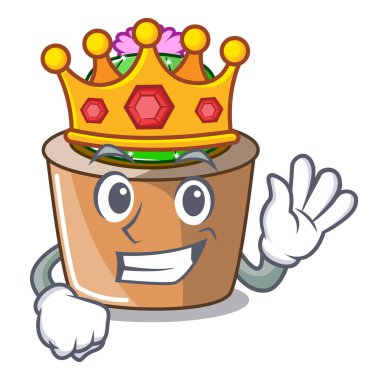 Kral maskot star kaktüs süslemeleri Bahçe vektör çizim