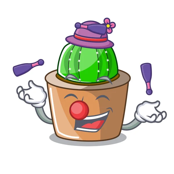 Juggling Mascot Star Cactus Decorate Garden Vector Illustration — Stock Vector