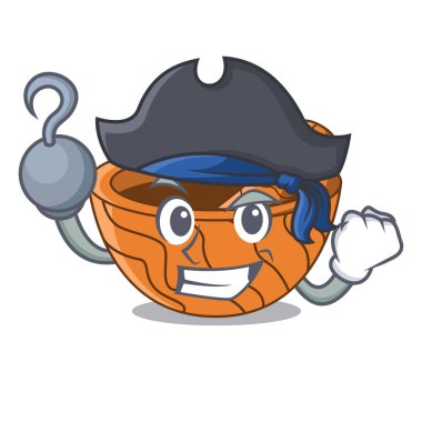 Korsan el yapımı ahşap harç izole karikatür vektör çizim üzerinde