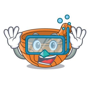 Dalış karakter karikatür ahşap harç ve havaneli