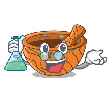 Profesör karakter karikatür ahşap harç ve havaneli