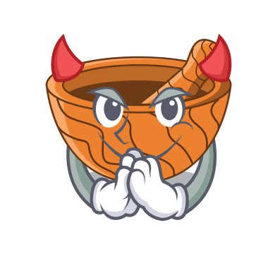 Şeytan karikatür ahşap harçları ile metalik dibekler vektör halat