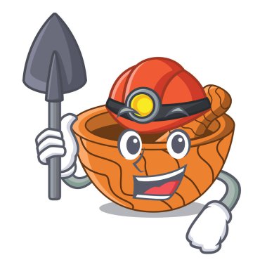 Madenci karikatür ahşap harçları ile metalik dibekler