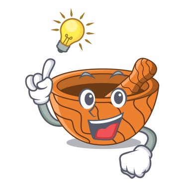 Maskot izole bir fikir ahşap mutfak harç var