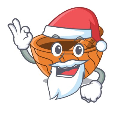 Santa ahşap mutfak harç maskot vektör illüstrasyon izole