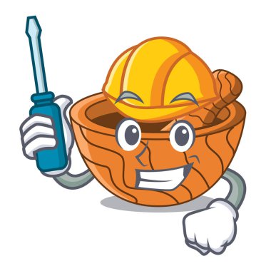 Maskot izole Otomotiv ahşap mutfak harç