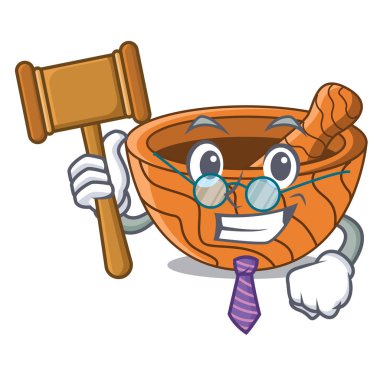 Yargıç ahşap mutfak harç maskotu izole