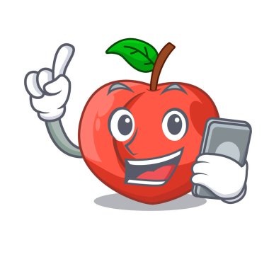 Telefon Kuru soğan ile karikatür izole yaprak ile