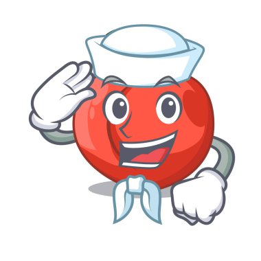 Denizci nektarin karikatür izole yaprak ile