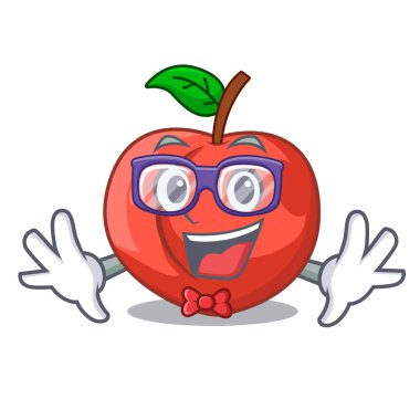 Yeşil yaprakları karakter ile Geek nektarin karikatür