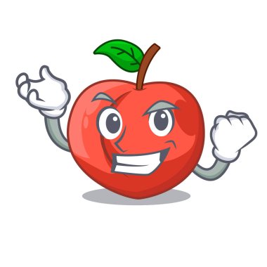 Yeşil yaprakları karakter ile başarılı nektarin karikatür