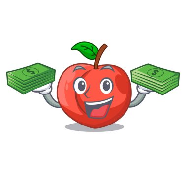 Para karikatür taze tatlı nektarin ile bahçede