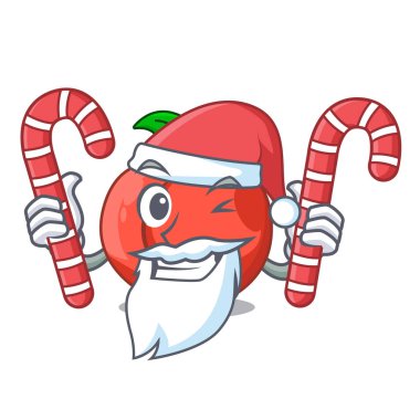 Santa maskot vektör illüstrasyon izole nektarin şeker meyve ile