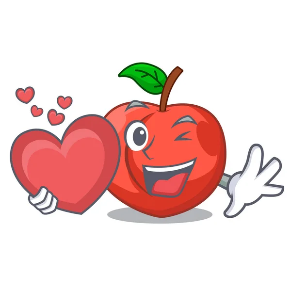 Com desenhos animados do coração nectarinas doces frescas no jardim —  Vetores de Stock