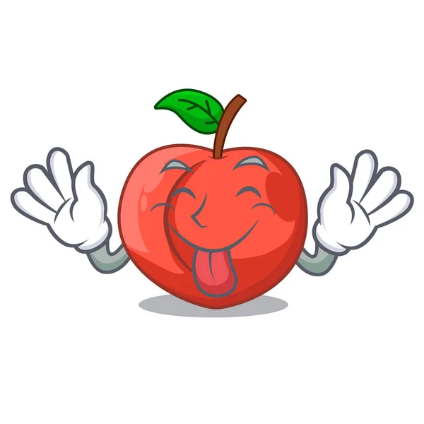 Langue fruits de nectarine isolé sur mascotte — Image vectorielle