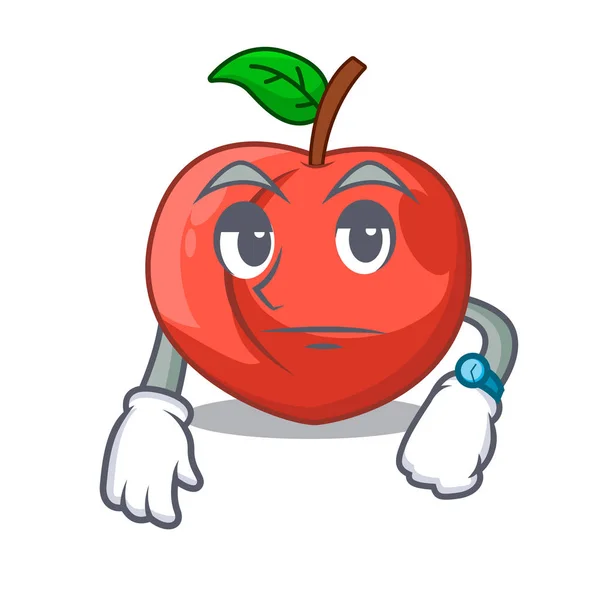 En attente de fruits de nectarine isolés sur mascotte — Image vectorielle