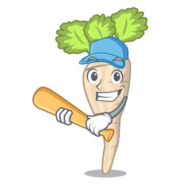 Beyzbol karakter yabani havuç kök yaprak karikatür ile oynamak