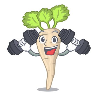 Fitness karakter yabani havuç kök yaprak karikatür ile