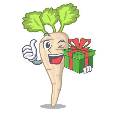 Hediye taze Yaban havucu kökleri ile bir maskot