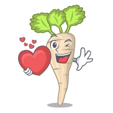 Kalp taze Yaban havucu kökleri ile bir maskot