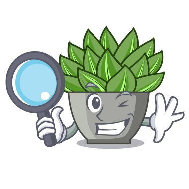 Yeşil echeveria kaktüs karikatür Dedektif görünümü