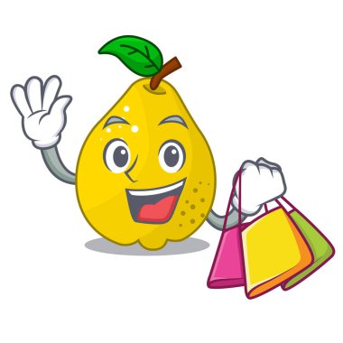 Grup karikatür sulu sarı ayvaları meyve alışveriş