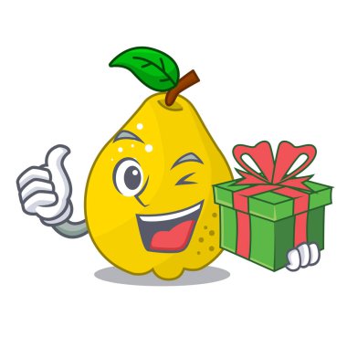 Maskot ile hediye olgun sarı ayva meyve