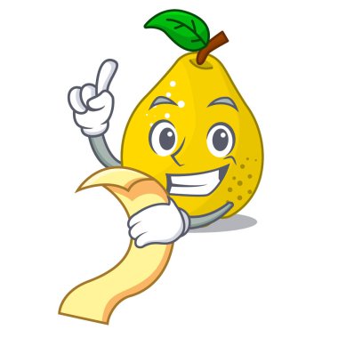 Maskot ile menü olgun sarı ayva meyve
