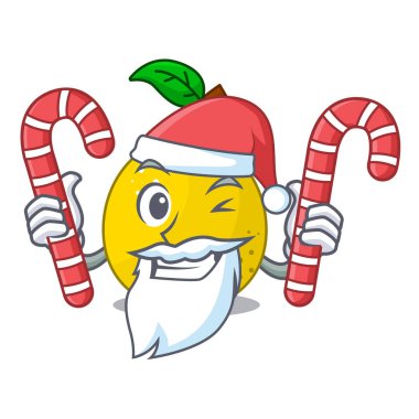 Santa ile şeker tatlı ayva maskot karikatür izole