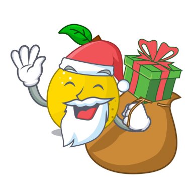 Noel Baba hediye tatlı ayva maskot karikatür izole ile