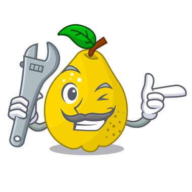 Maskot karikatür izole mekanik tatlı ayva