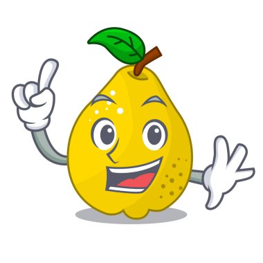 Maskot karikatür izole parmak tatlı ayva
