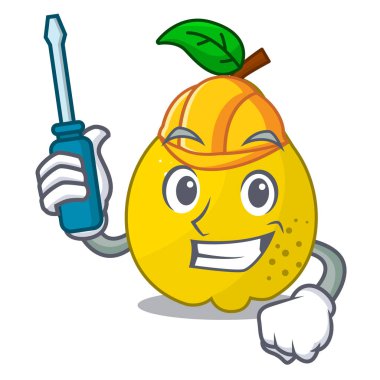 Maskot karikatür izole Otomotiv tatlı ayva