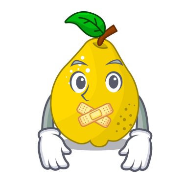 Maskot karikatür izole sessiz tatlı ayva